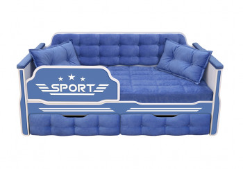 Кровать 160 серии Спорт 2 ящика 85 Синий (подушки) в Бобровке - bobrovka.mebel54.com | фото