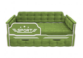 Кровать 180 серии Спорт 1 ящик 76 Зелёный (мягкие боковые накладки) в Бобровке - bobrovka.mebel54.com | фото