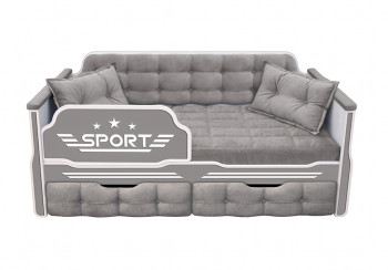 Кровать 180 серии Спорт 2 ящика 45 Серый (подушки) в Бобровке - bobrovka.mebel54.com | фото