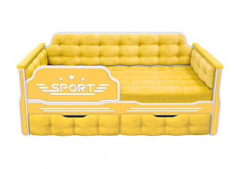 Кровать 190 серии Спорт 2 ящика 74 Жёлтый (мягкие боковые накладки) в Бобровке - bobrovka.mebel54.com | фото