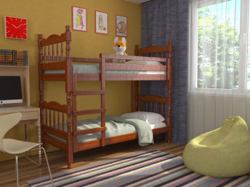 Кровать двухъярусная Соня из массива сосны 800*1890 Орех в Бобровке - bobrovka.mebel54.com | фото