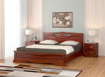 Кровать Карина-7 из массива сосны 1400*2000 Орех в Бобровке - bobrovka.mebel54.com | фото