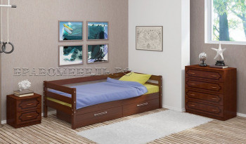 Кровать одинарная ГЛОРИЯ из массива сосны  900*2000 (Орех) в Бобровке - bobrovka.mebel54.com | фото
