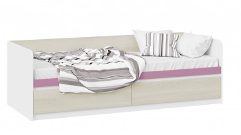 Кровать «Сканди» с 2 ящиками Дуб Гарден/Белый/Лиловый в Бобровке - bobrovka.mebel54.com | фото