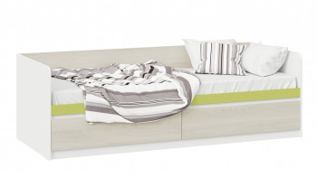 Кровать «Сканди» с 2 ящиками Дуб Гарден/Белый/Зеленый в Бобровке - bobrovka.mebel54.com | фото