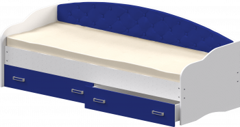 Кровать Софа-8 с мягкой спинкой (900х1900) Белый/Синий в Бобровке - bobrovka.mebel54.com | фото