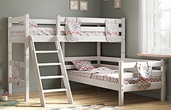 Кровать Соня вариант 8 угловая с наклонной лестницей Белый полупрозрачный в Бобровке - bobrovka.mebel54.com | фото