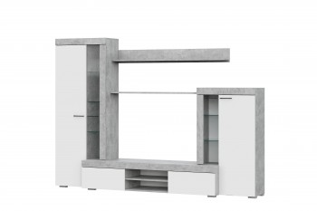 Мебель для гостиной МГС 5 Цемент светлый / Белый в Бобровке - bobrovka.mebel54.com | фото