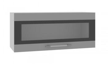 Норд ШВГС 800 Шкаф верхний горизонтальный со стеклом (Софт черный/корпус Белый) в Бобровке - bobrovka.mebel54.com | фото