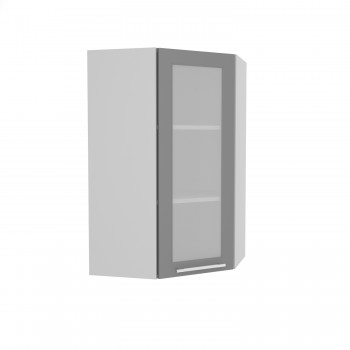 Норд ШВУС 600Н Шкаф верхний угловой (премьер) высокий (Софт черный/корпус Белый) в Бобровке - bobrovka.mebel54.com | фото