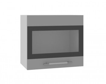 Ройс ВПГСФ 500 Шкаф верхний горизонтальный со стеклом с фотопечатью высокий (Графит софт/корпус Серый) в Бобровке - bobrovka.mebel54.com | фото