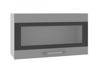 Ройс ВПГСФ 800 Шкаф верхний горизонтальный со стеклом с фотопечатью высокий (Графит софт/корпус Серый) в Бобровке - bobrovka.mebel54.com | фото