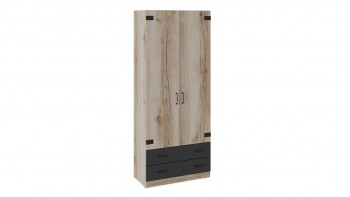 Шкаф для одежды комбинированный «Окланд» (Фон Черный/Дуб Делано) в Бобровке - bobrovka.mebel54.com | фото