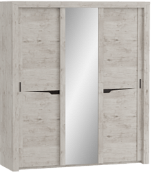 Шкаф трехдверный Соренто с раздвижными дверями Дуб бонифаций/Кофе структурный матовый в Бобровке - bobrovka.mebel54.com | фото